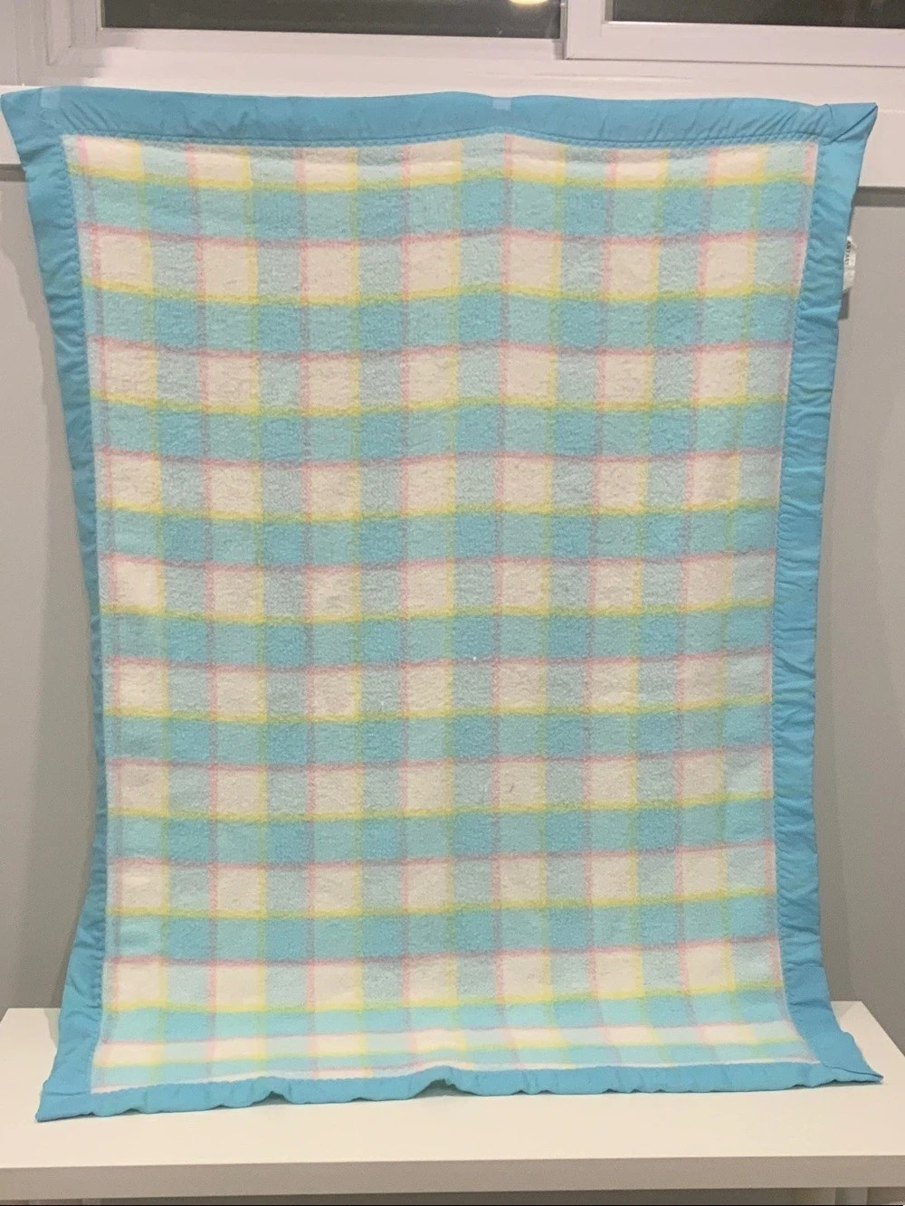 Yorkshire Fantasy Plaid Acrylic Blanket in Blue & Pink